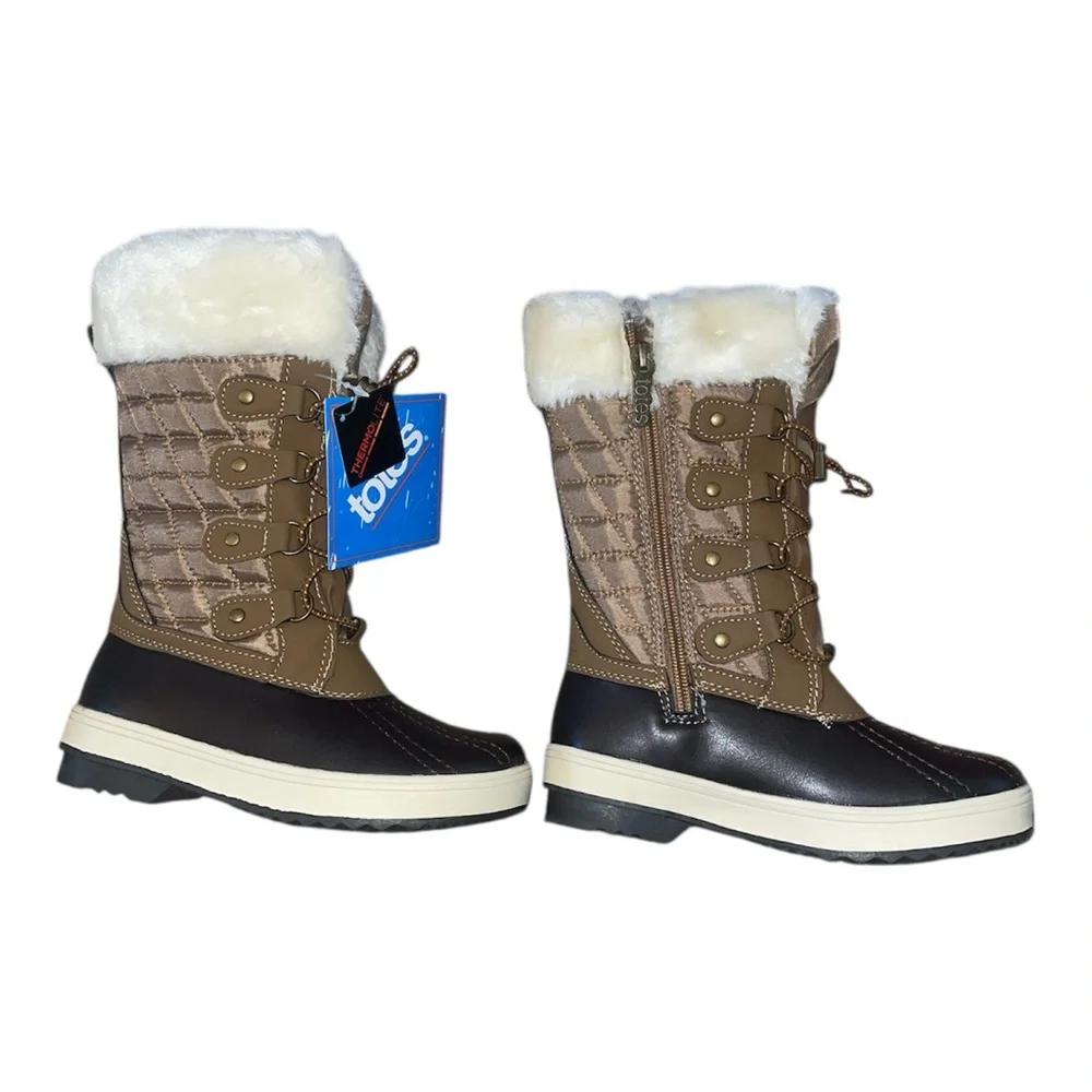 totes Shirley Tall Girls' Toffee Brown Winter Boots